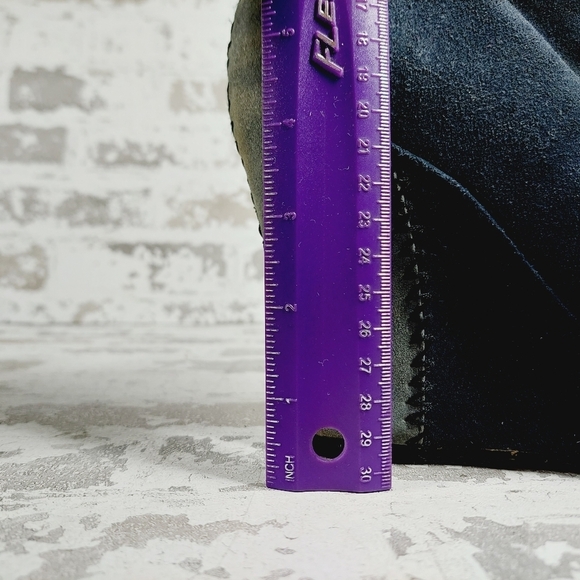 Restricted Blue & Black High Heel Patchwork Wedge Buckle Booties C623 - Picture 9 of 14